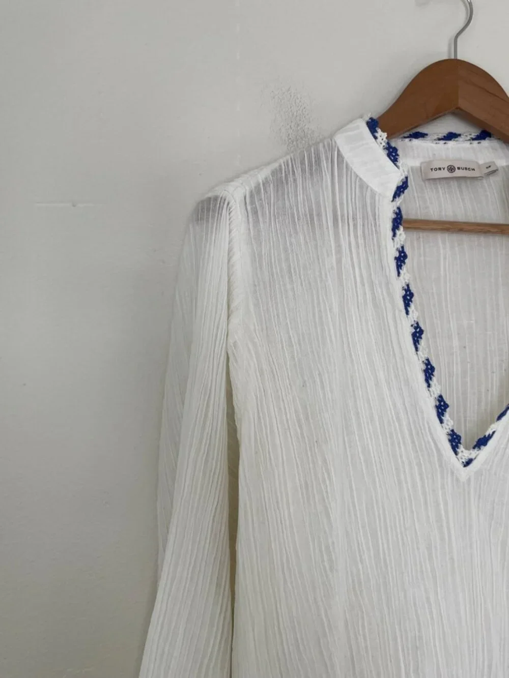 Tory Burch Crinkle Gauze Beach Cover Up Shirt in White Size Small